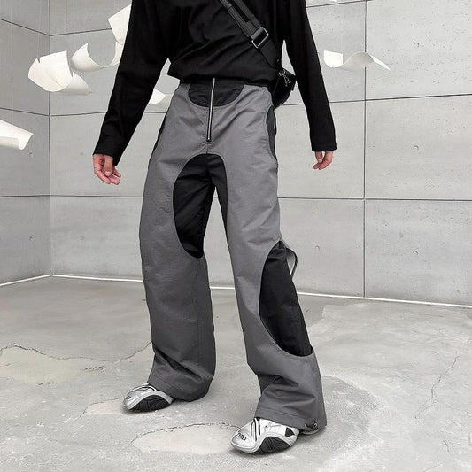 Pantalones casuales con parche de agujeros huecos Design Sense para hombre