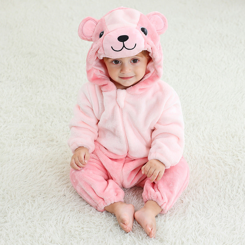 Mono de franela con diseño de animal para niños