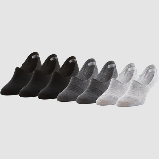 Womens Peds 12 Pairs Midcut Lightweight Gel Heel Grip Grey/Charcoal/Black