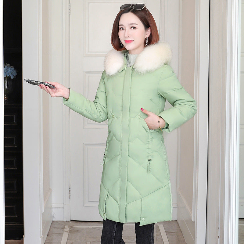 Chaqueta de invierno acolchada con cuello de piel grande