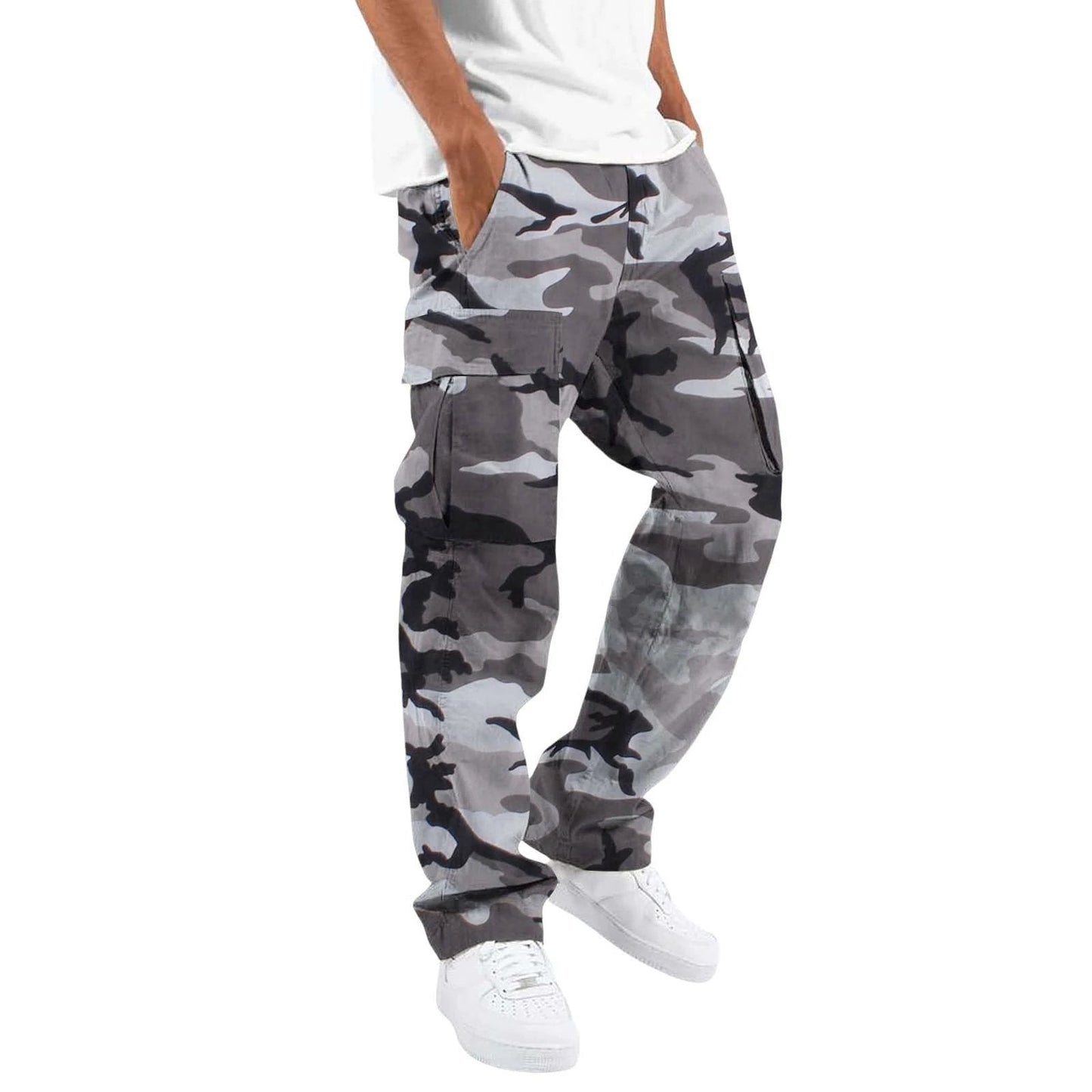 Monos de camuflaje de moda para hombre, estampados, para exteriores, rectos, con cuerda, ropa para hombre, pantalones casuales para hombre