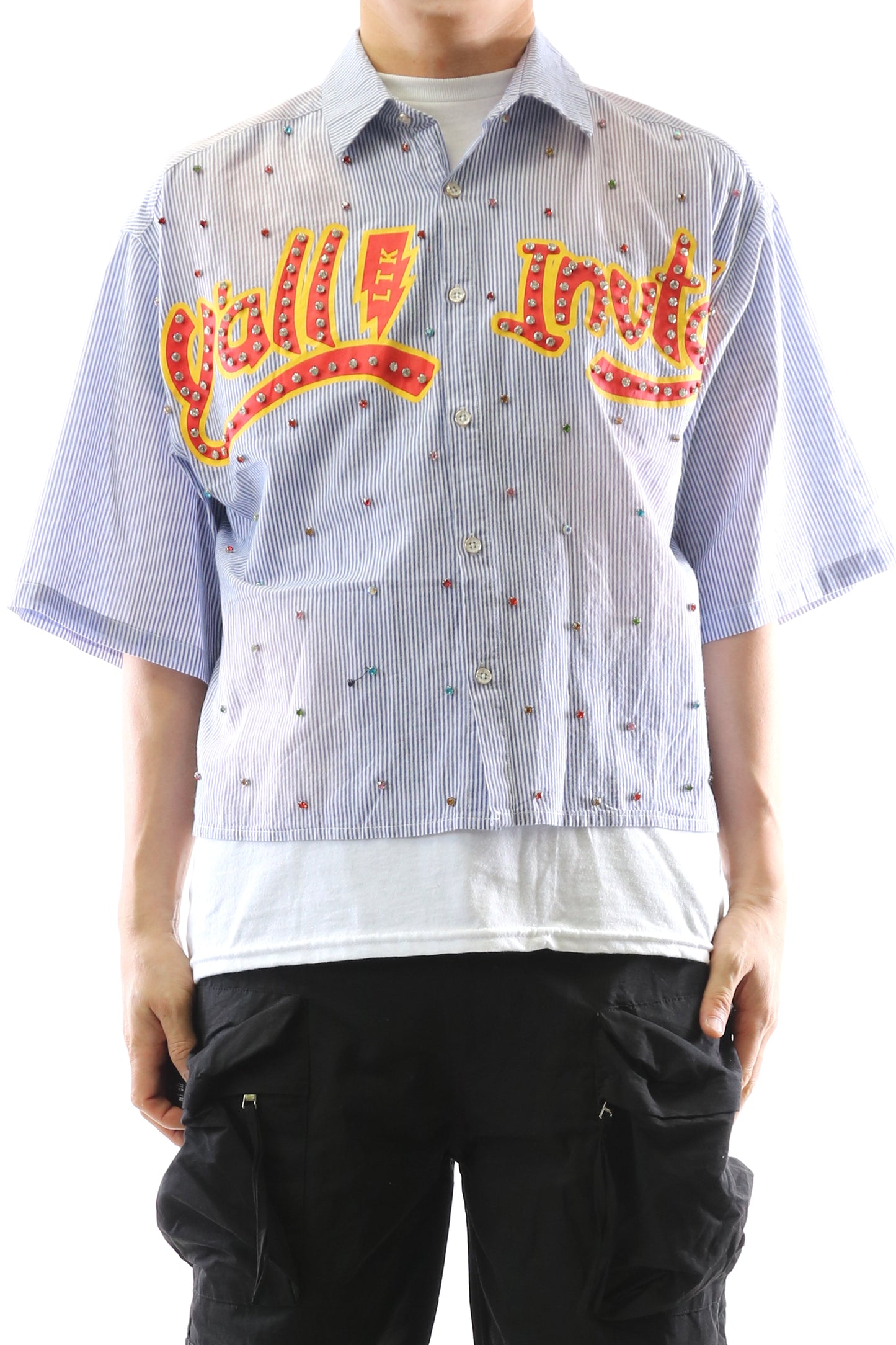 Camisa corta con botones de franela lavada RIA