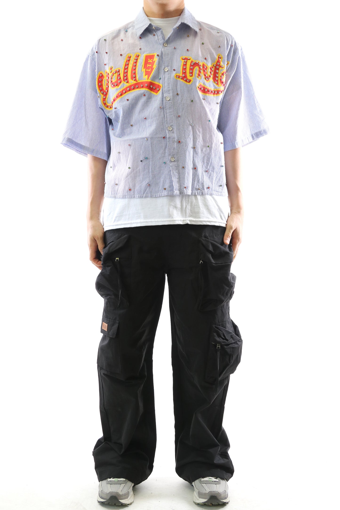 Camisa corta con botones de franela lavada RIA