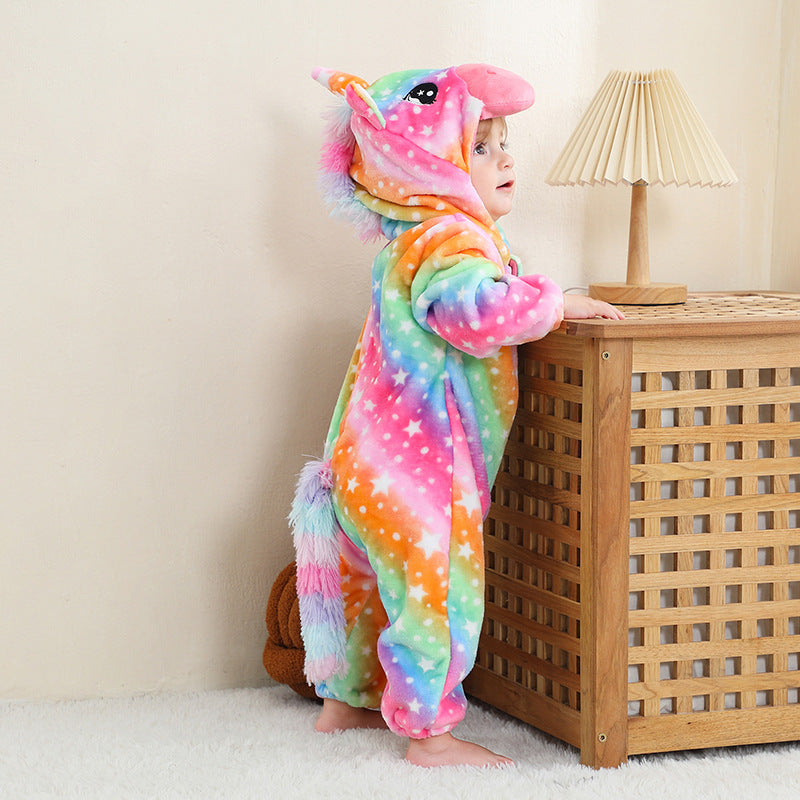 Mono de franela con diseño de animal para niños