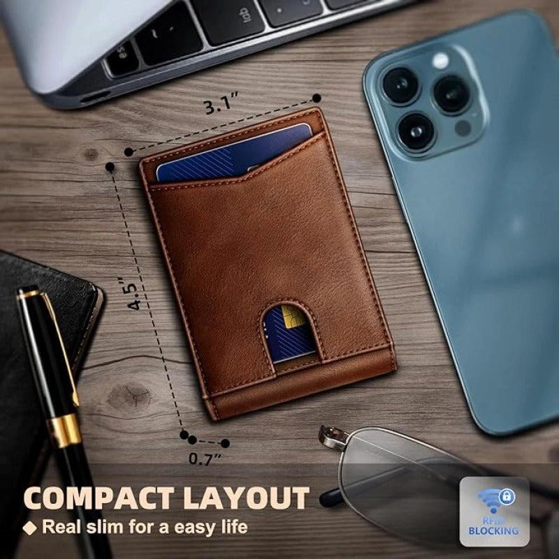 Tarjetero retro antirrobo multifuncional con múltiples ranuras para tarjetas para hombre