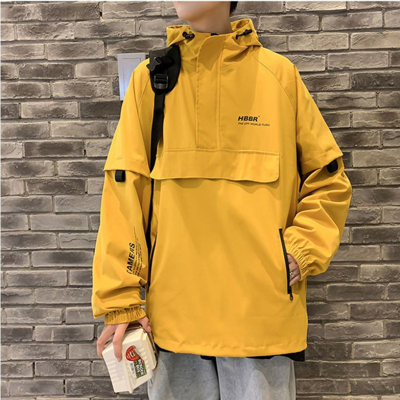 Cortavientos con capucha para hombre, chaqueta bomber deportiva