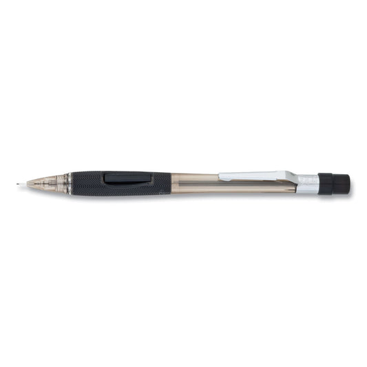 Pentel Quicker Clicker Mechanical Pencil, 0.5 mm, HB (#2.5), Black Lead, Transparent Smoke Barrel