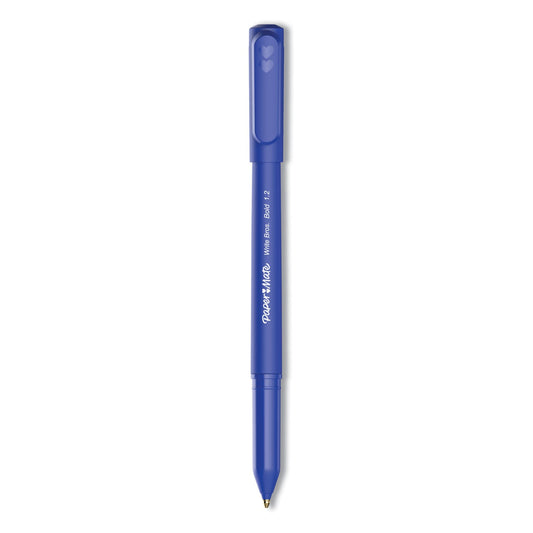 Paper Mate Write Bros. Ballpoint Pen, Stick, Bold 1.2 mm, Blue Ink, Blue Barrel, Dozen