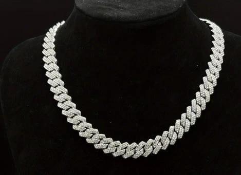 Collar de rombos con incrustaciones de diamantes de 14 mm para hombre