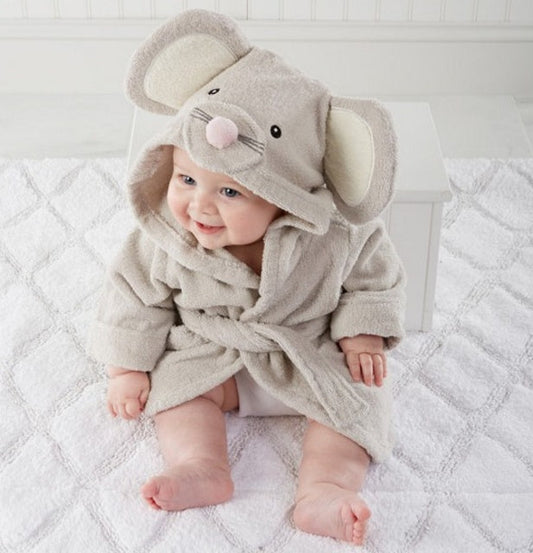 Toallas de baño para bebés con dibujos de animales, albornoces de algodón para niños, albornoces con capucha para bebés.