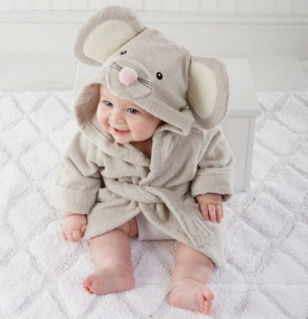 Toallas de baño para bebés con dibujos de animales, albornoces de algodón para niños, albornoces con capucha para bebés.