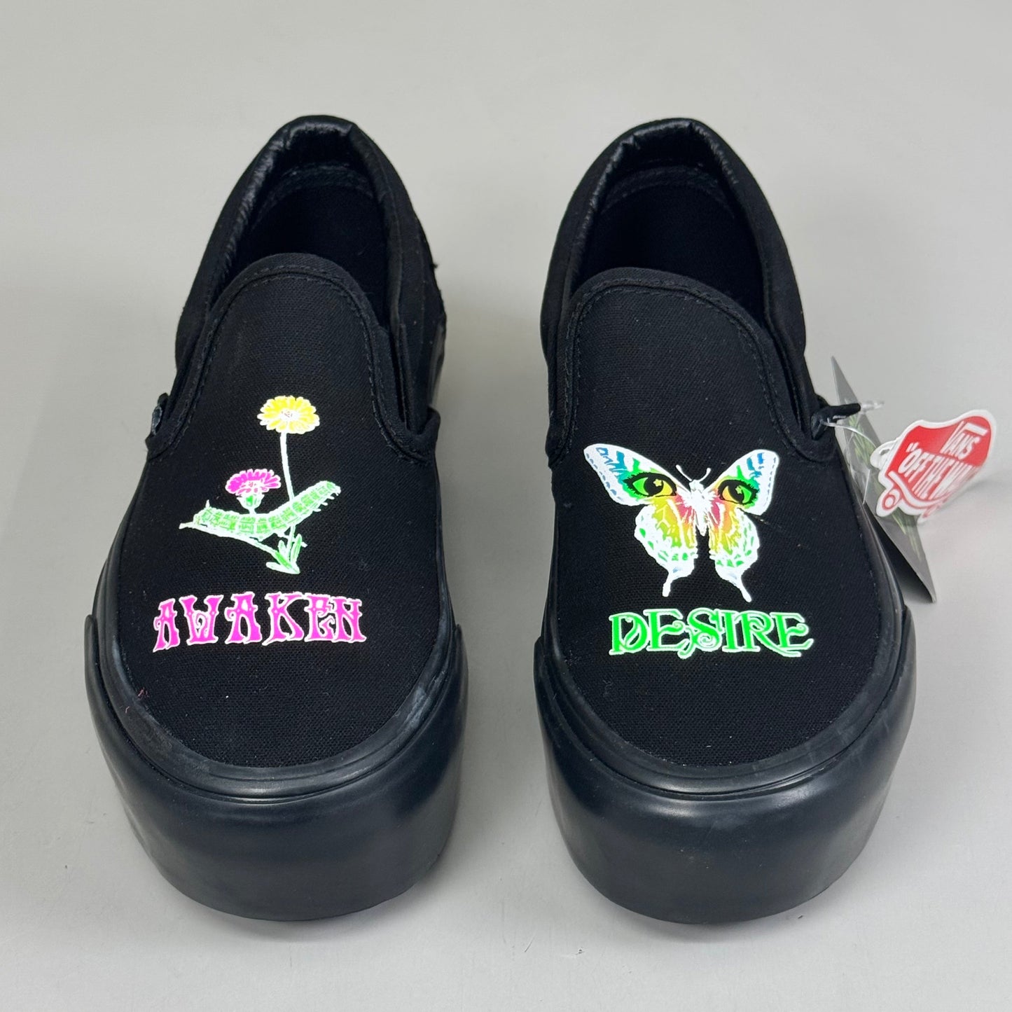 Zapatillas VANS Platform Awaken Desire con estampado que brillan en la oscuridad para hombre, talla 3.5, para mujer, talla 5, color negro