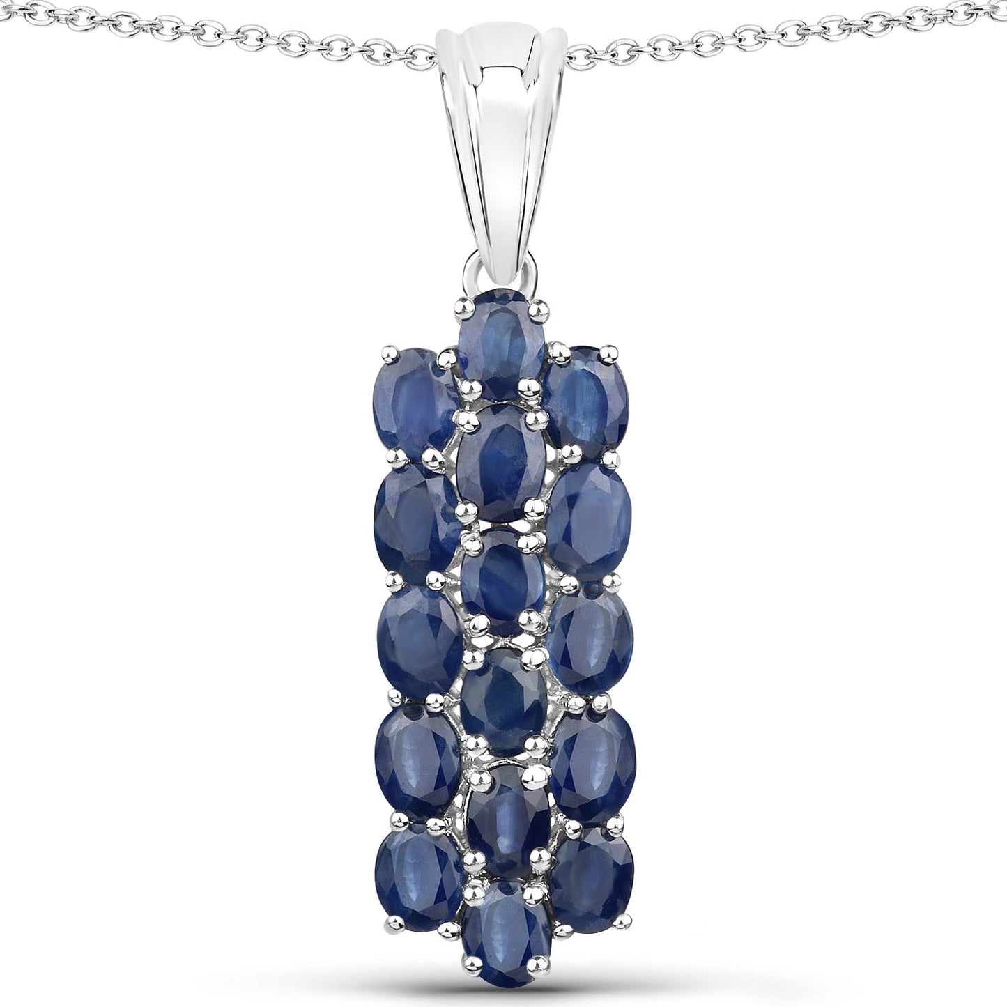 Juego de joyas de 3 piezas de zafiro azul genuino de 10,40 quilates de plata de ley .925 (anillo, pendientes y colgante con cadena)