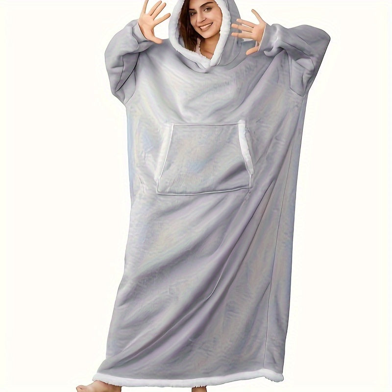 Manta con capucha acogedora y portátil, suave forro polar sherpa, bolsillos grandes, cinturón ajustable, regalo de invierno cálido para mujeres, hombres, novias y mamás. Perfecta para actividades en interiores y exteriores.