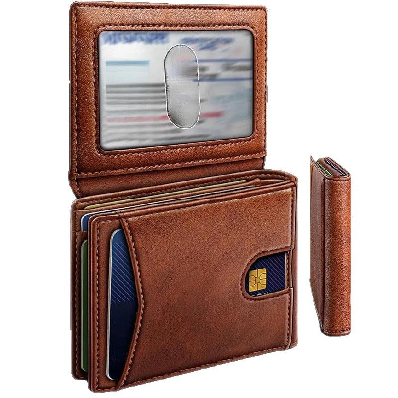 Tarjetero retro antirrobo multifuncional con múltiples ranuras para tarjetas para hombre