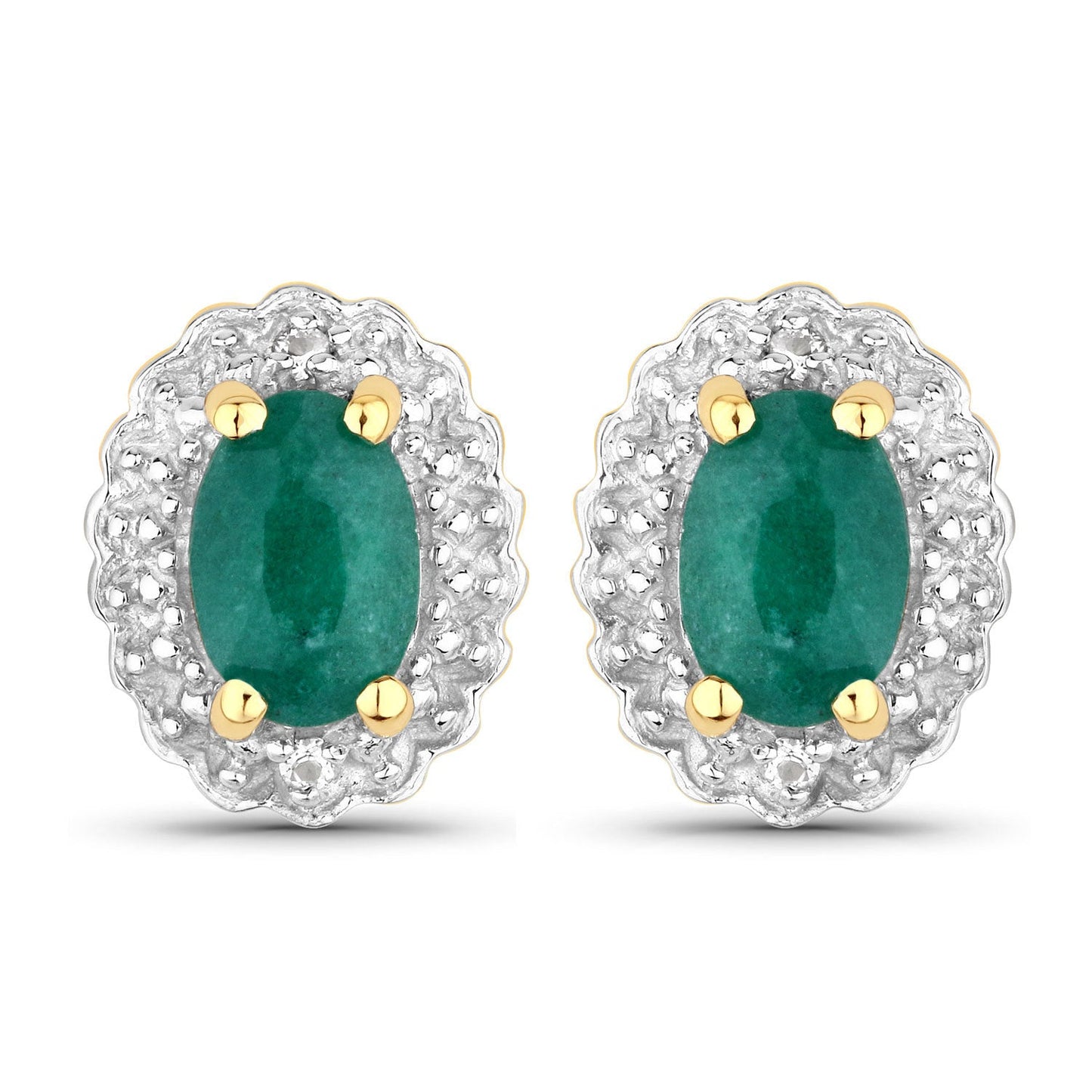 Juego de joyas de plata de ley .925 con esmeralda teñida y topacio blanco de 1,71 quilates