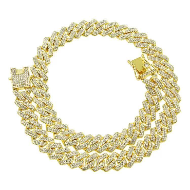 Collar de rombos con incrustaciones de diamantes de 14 mm para hombre
