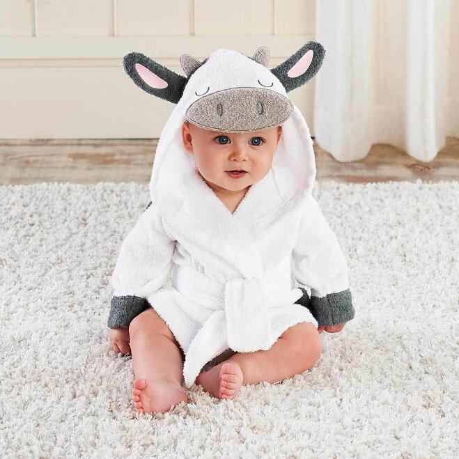 Toallas de baño para bebés con dibujos de animales, albornoces de algodón para niños, albornoces con capucha para bebés.