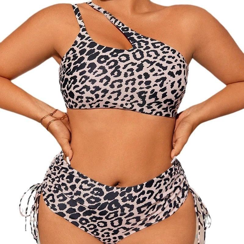 Traje de baño de bikini de talla grande con estampado de leopardo