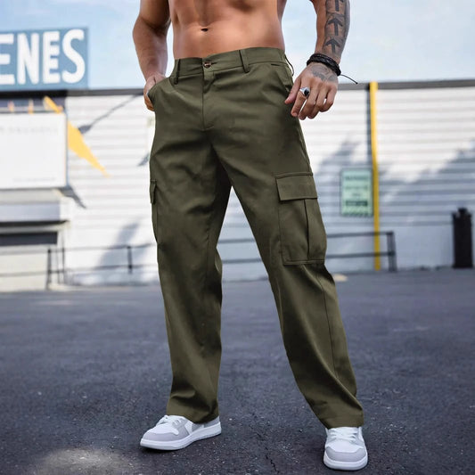 Pantalones cargo deportivos rectos y holgados resistentes al desgaste