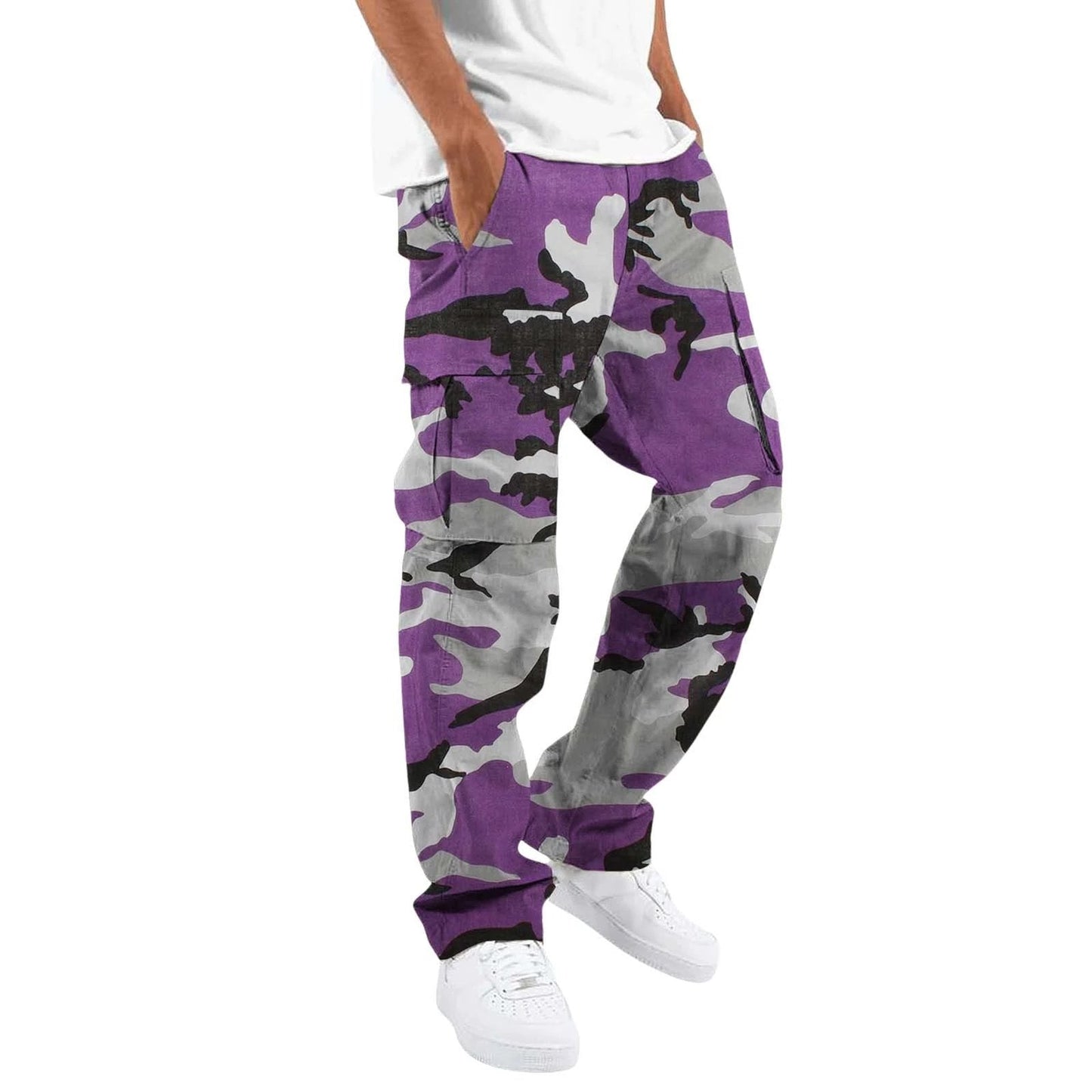 Monos de camuflaje de moda para hombre, estampados, para exteriores, rectos, con cuerda, ropa para hombre, pantalones casuales para hombre