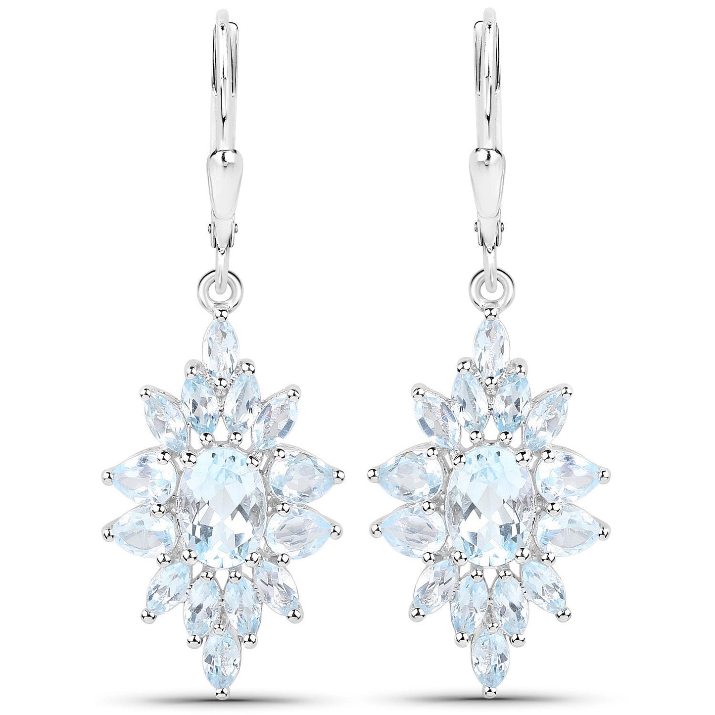 Conjunto de joyas de 3 piezas de plata de ley .925 con topacio azul genuino de 19.18 quilates (anillo, pendientes y colgante con cadena)