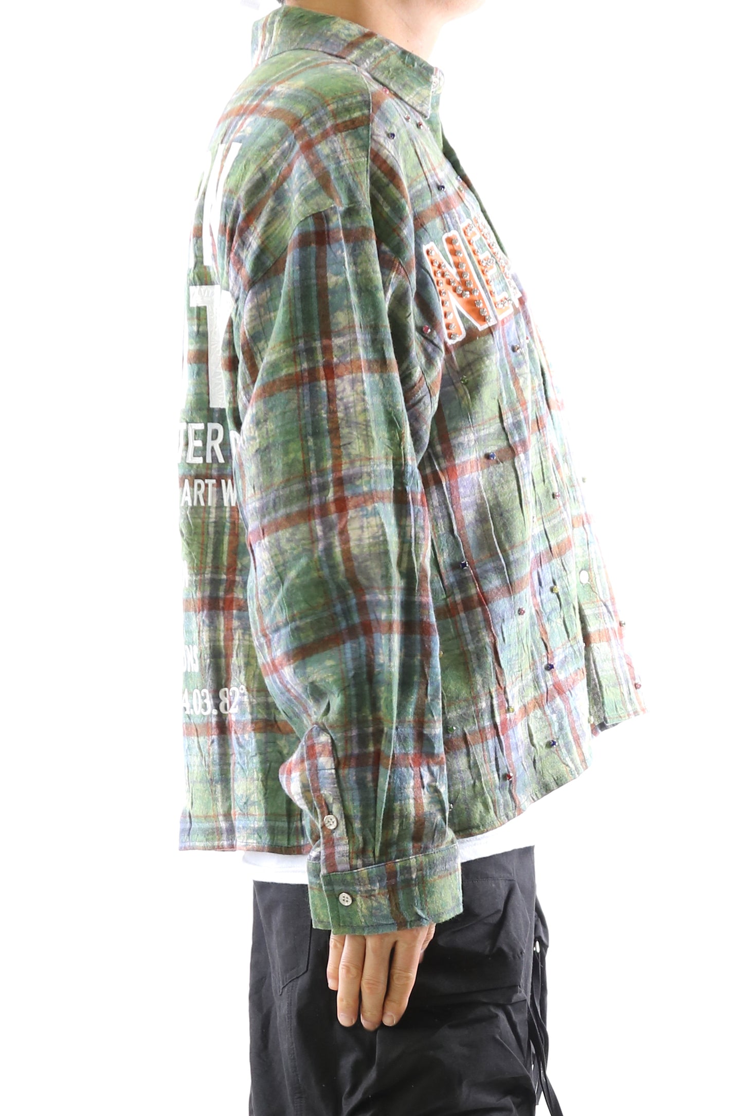 Camisa de manga larga de franela lavada tipo crop top con botones WELD