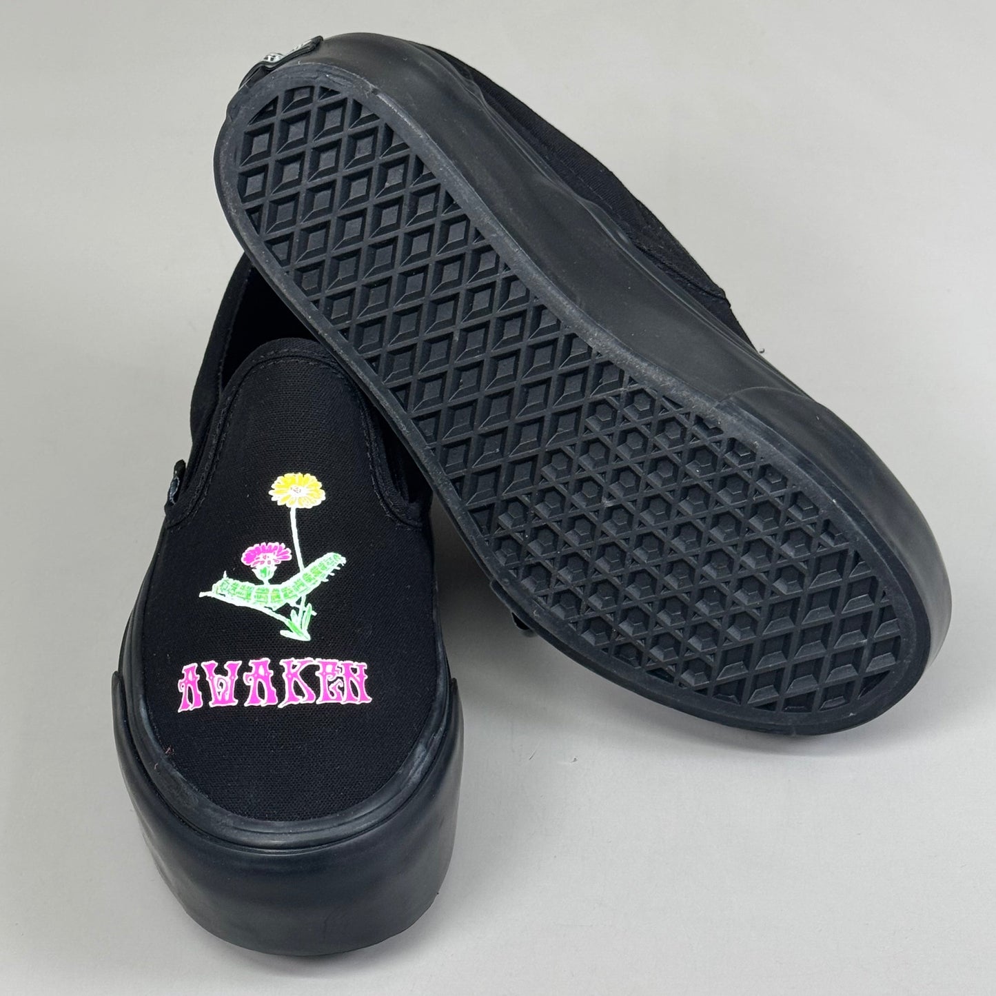 Zapatillas VANS Platform Awaken Desire con estampado que brillan en la oscuridad para hombre, talla 3.5, para mujer, talla 5, color negro