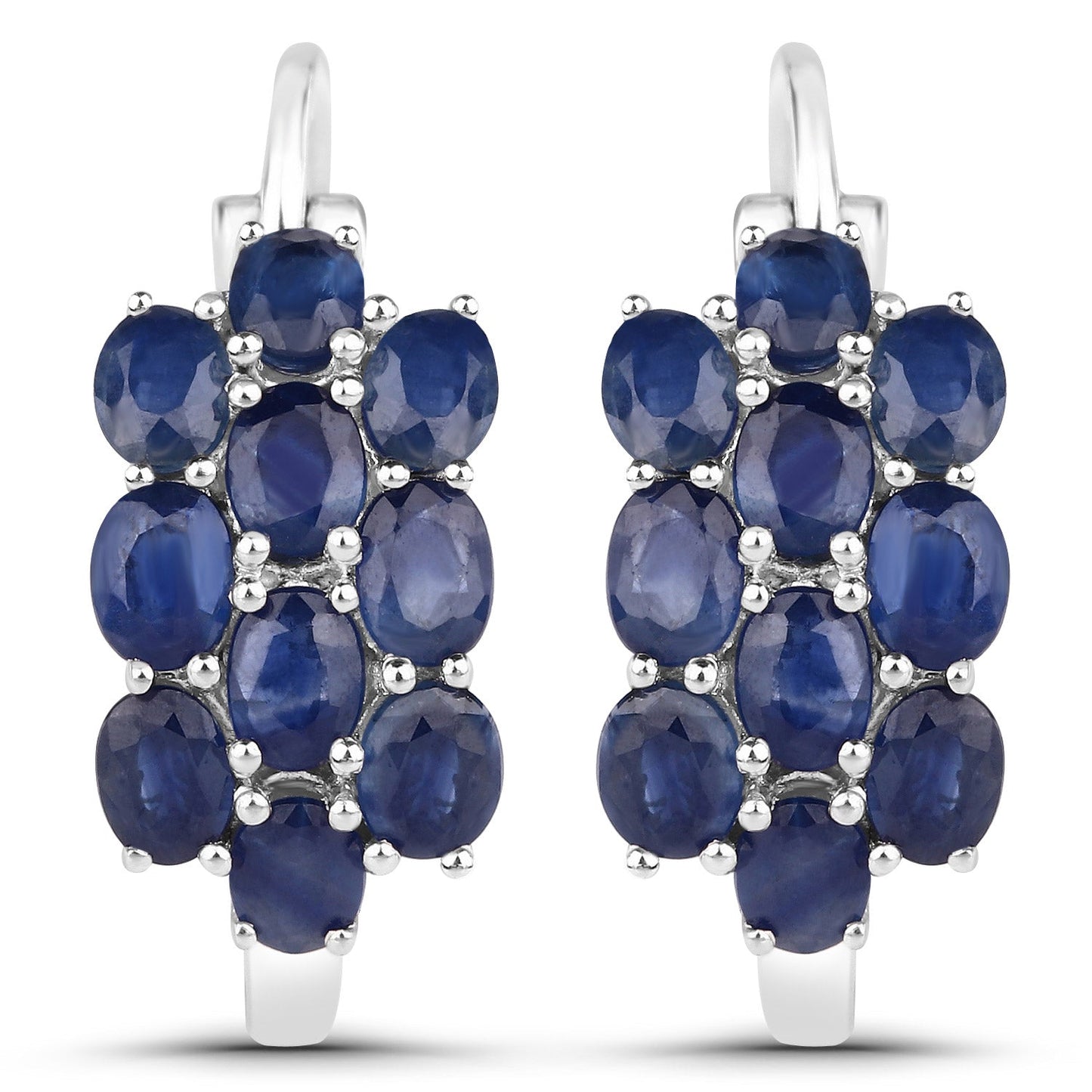Juego de joyas de 3 piezas de zafiro azul genuino de 10,40 quilates de plata de ley .925 (anillo, pendientes y colgante con cadena)