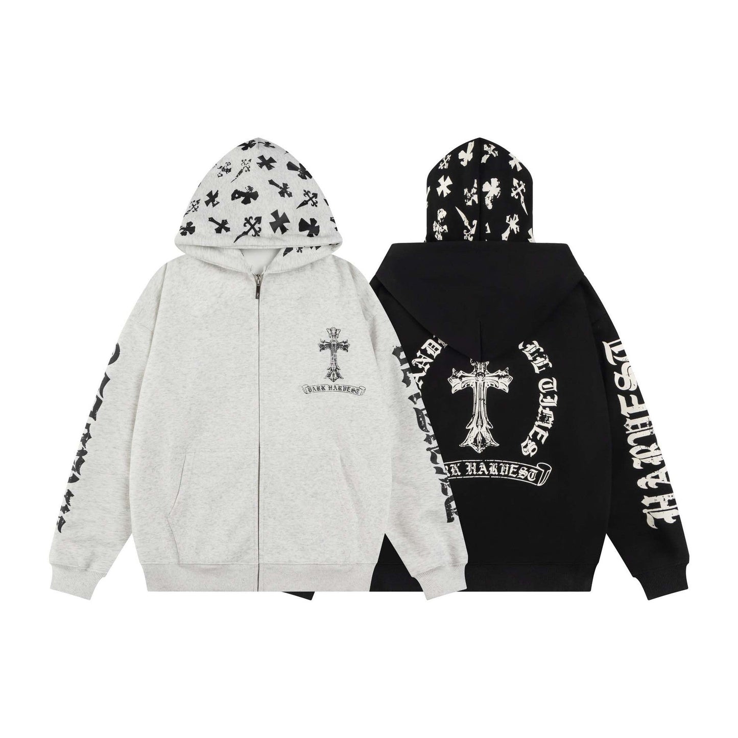 Sudadera con capucha con estampado de letras cruzadas