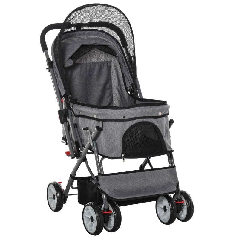 Cochecito de viaje plegable para mascotas con asa reversible 