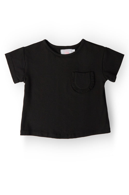 Black Ruffle Pocket Tee