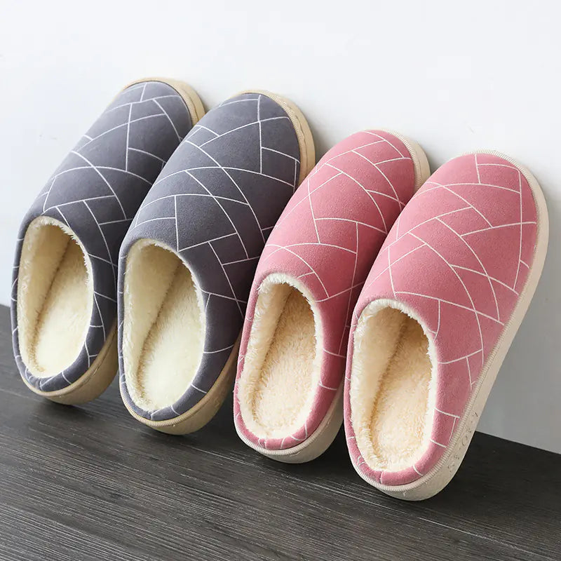 Cozy Plush Geometry Winter Slippers