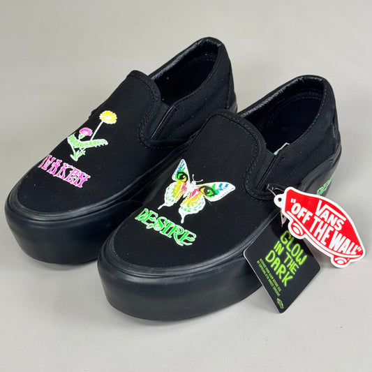 Zapatillas VANS Platform Awaken Desire con estampado que brillan en la oscuridad para hombre, talla 3.5, para mujer, talla 5, color negro