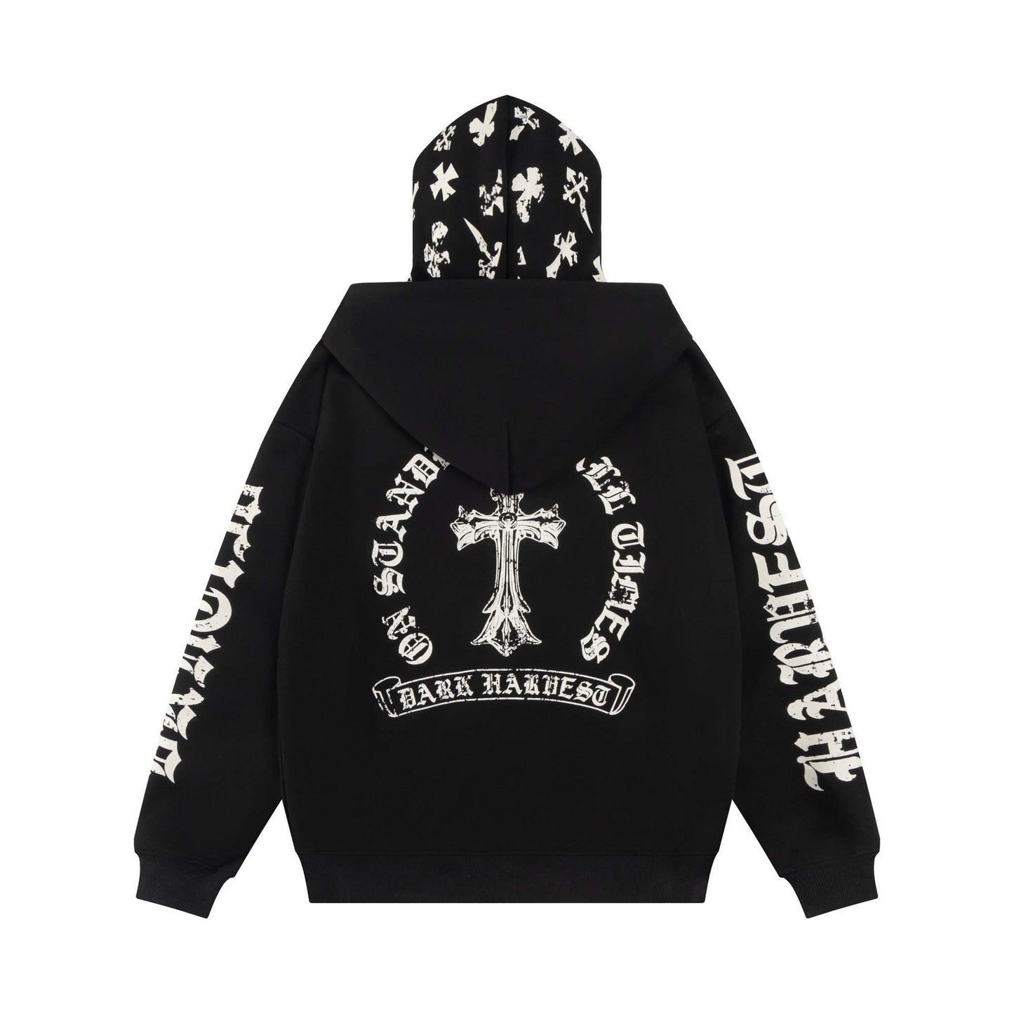 Sudadera con capucha con estampado de letras cruzadas