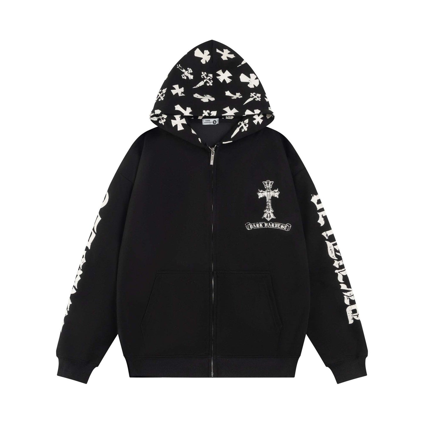 Sudadera con capucha con estampado de letras cruzadas