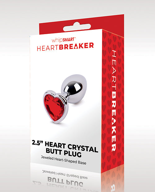 Tapón anal WhipSmart Heartbreaker de cristal con forma de corazón de 6,35 cm - Rojo