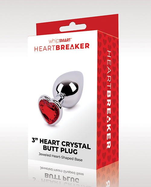 Tapón anal WhipSmart Heartbreaker de 7,6 cm con forma de corazón de cristal - Rojo