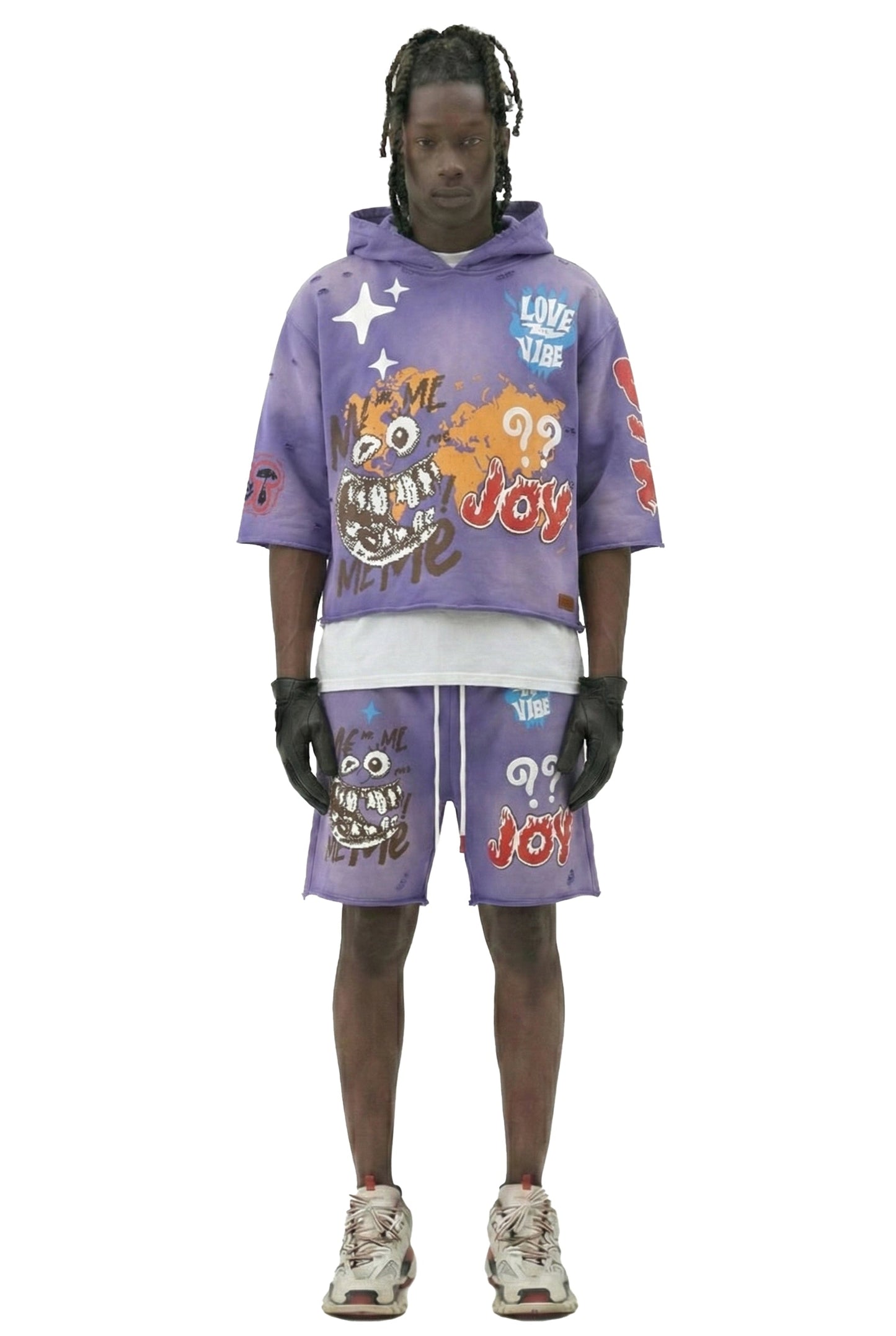 Sudadera con capucha y top corto de manga 3/4 de felpa francesa DIAZ