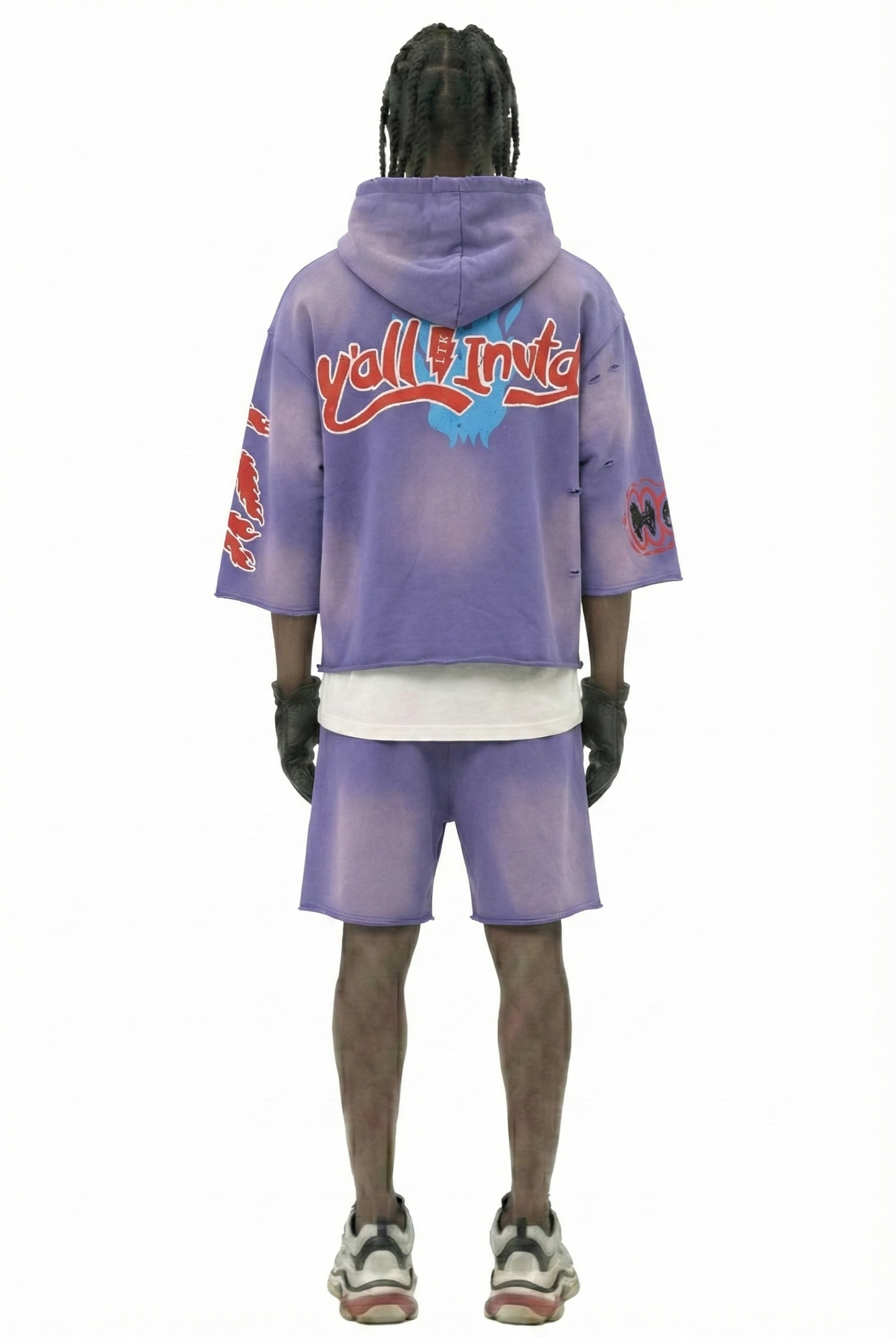 Sudadera con capucha y top corto de manga 3/4 de felpa francesa DIAZ