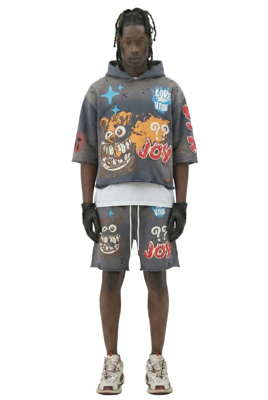 Sudadera con capucha y top corto de manga 3/4 de felpa francesa PORTER