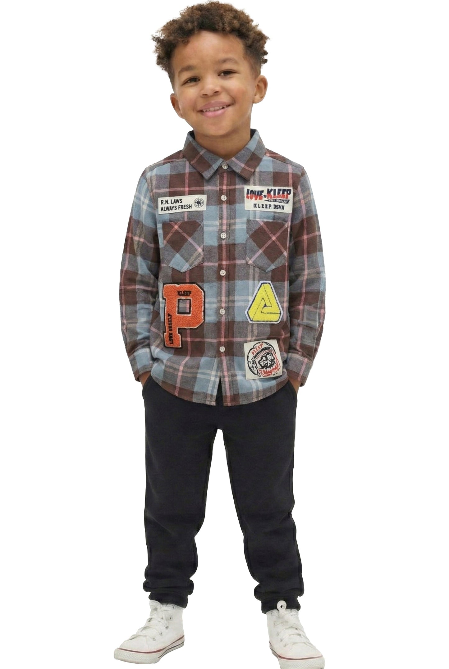 Camisa de franela premium con botones para niños BANAN