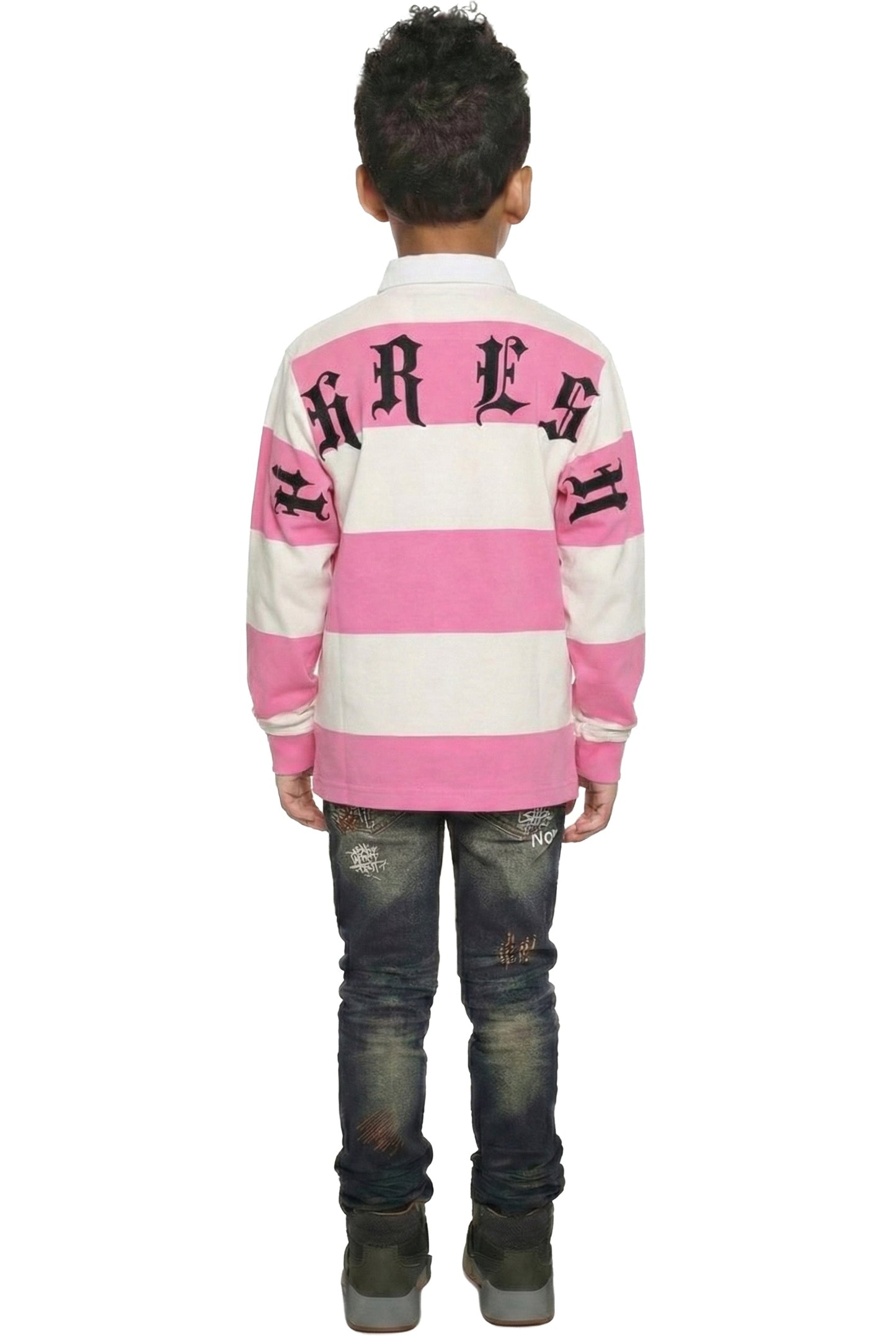 Polo de manga larga para niños en CREPE con bordados intensos (PHRESH)