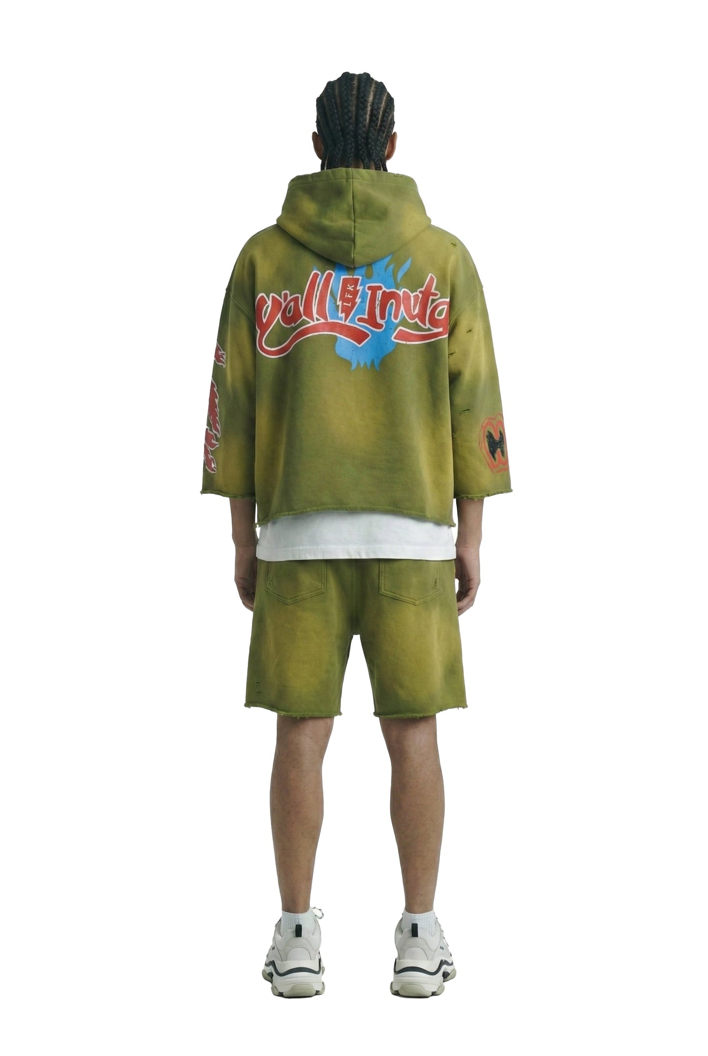 Sudadera con capucha y top corto de manga 3/4 de felpa francesa GARNIO