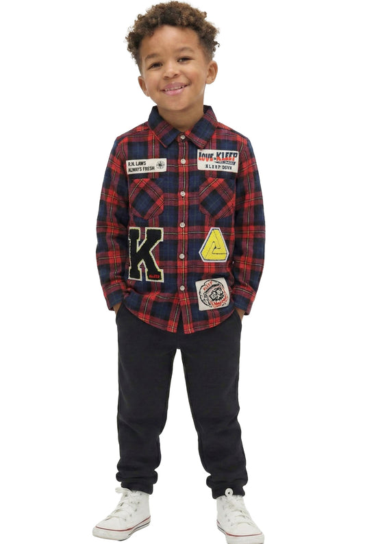 Camisa de franela premium con botones para niños FALU