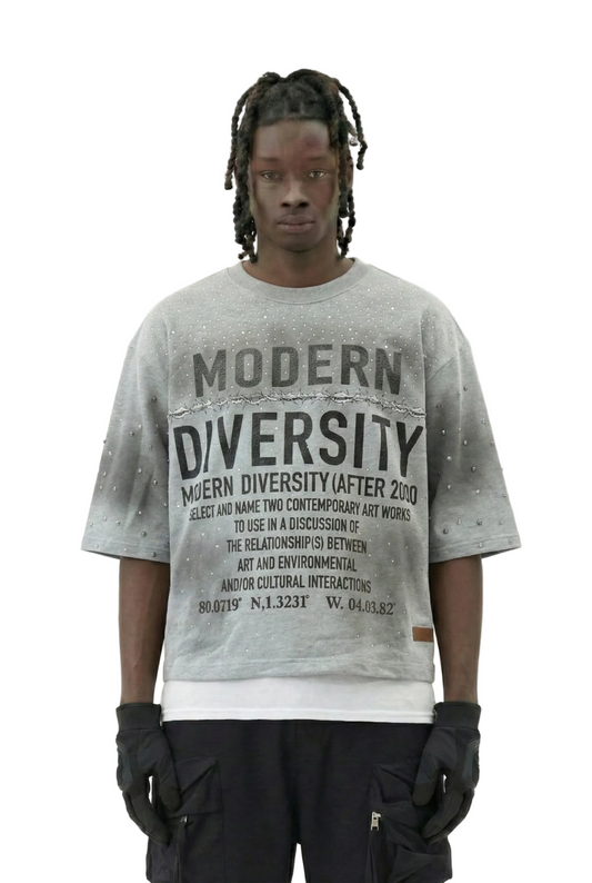 Camiseta corta de felpa francesa con manga 3/4 OBSIDIAN