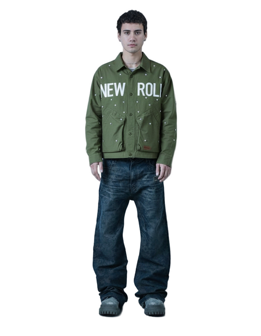 Chaqueta corta de nailon mezclado con sarga VONT