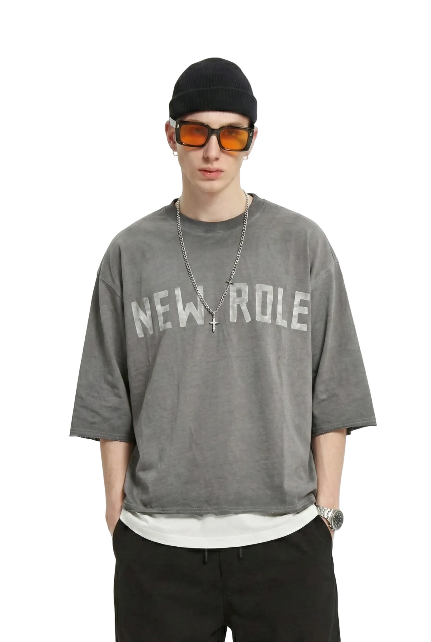 Camiseta crop con manga francesa y collar desmontable ORBITS S/N