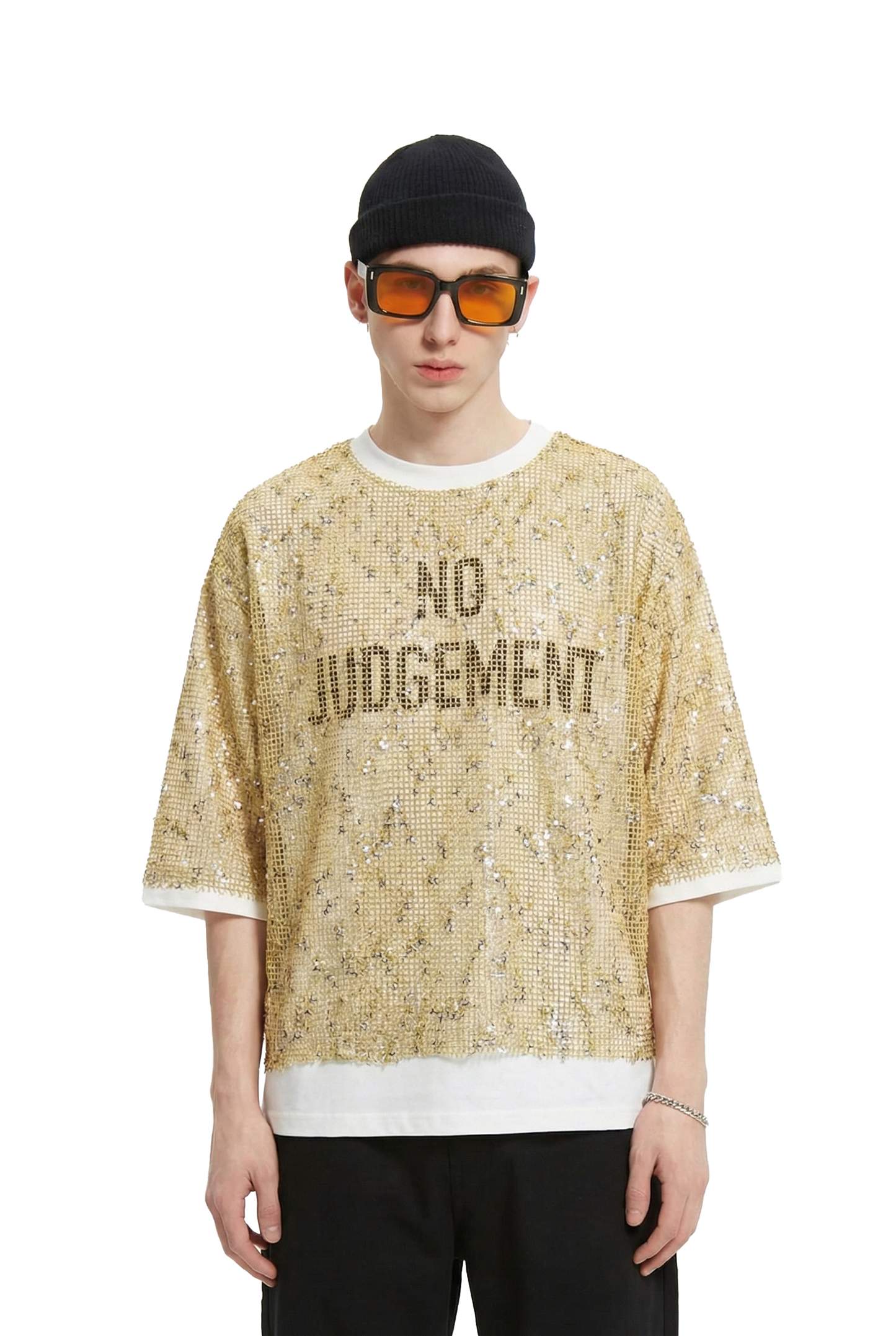 Camiseta corta de manga 3/4 con estampado de pétalos S/N 