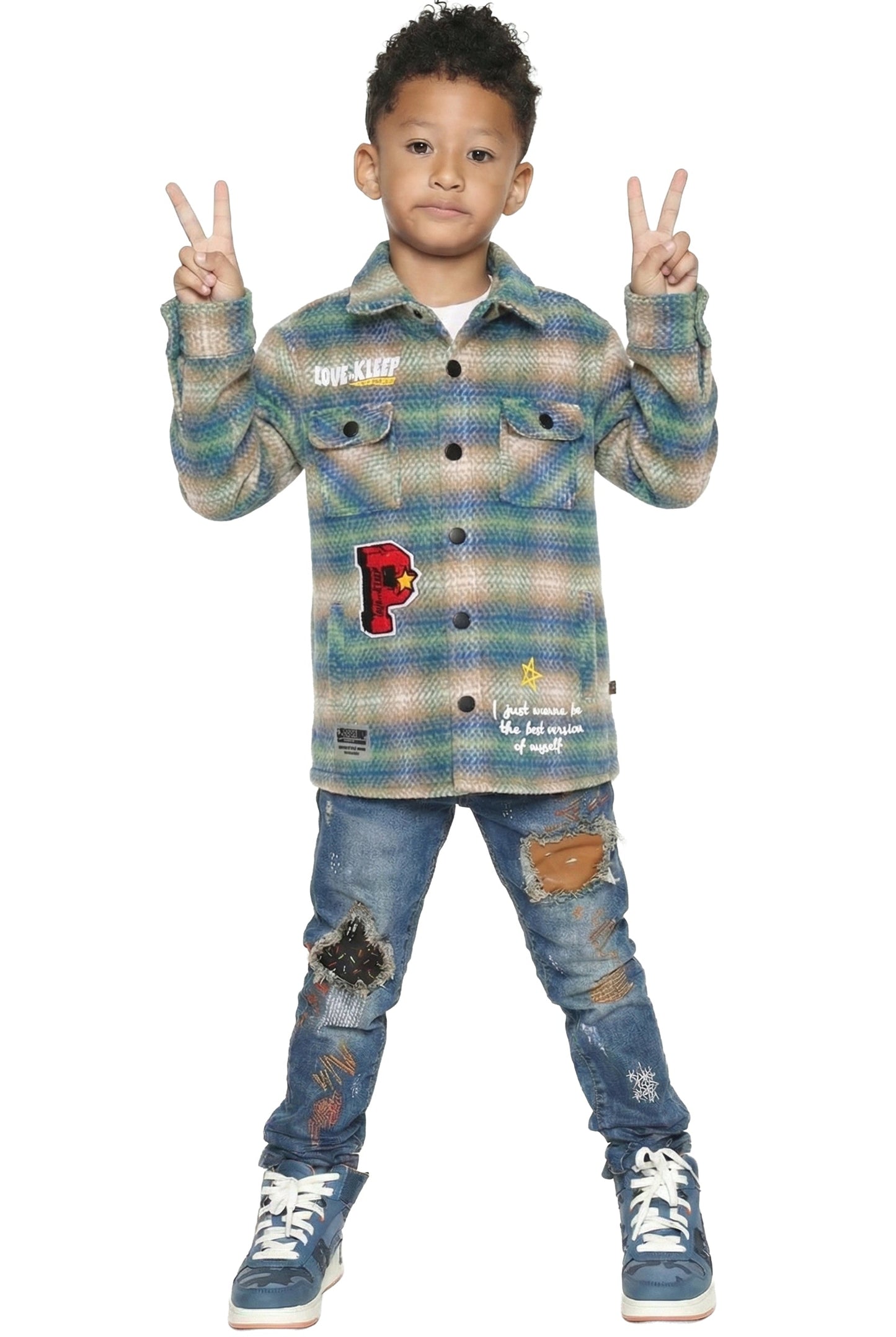 Camisa exterior de franela extragrande LAWN para niños